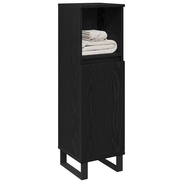 vidaXL Bathroom Cabinet Black Oak 30 x 30 x 100 cm Engineered Wood