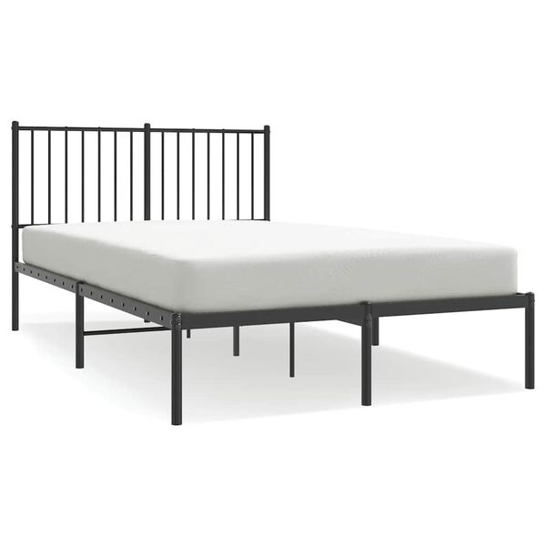 vidaXL Metal Bed Frame without Mattress with Headboard Black 120x190cm