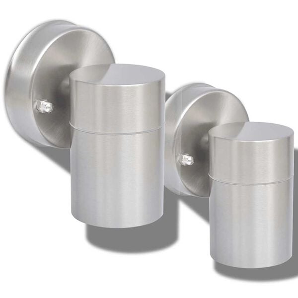 vidaXL Outdoor LED Wall Lights 2 pcs Stainless Steel Downwards