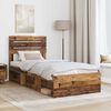 vidaXL Bed Frame with Headboard Old Wood 90 x 200 cm Solid Pine Wood