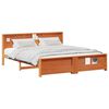 vidaXL Bed Frame with Shelf Wax Brown 200 x 200 cm Solid Pine Wood