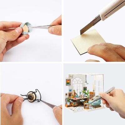 Robotime DIY Miniature Kit SOHO Time with LED Light