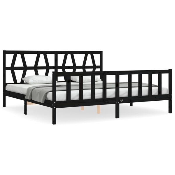 vidaXL Bed Frame without Mattress Black 200x200 cm Solid Wood Pine