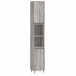 vidaXL Bathroom Cabinet Grey Sonoma 30x30x190 cm Engineered Wood