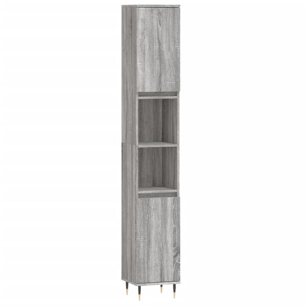 vidaXL Bathroom Cabinet Grey Sonoma 30x30x190 cm Engineered Wood