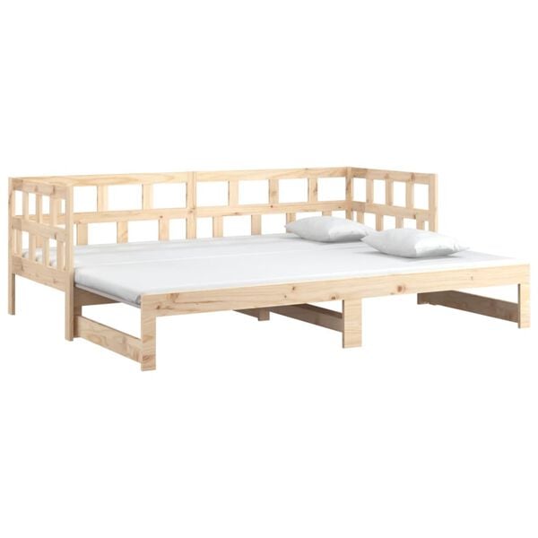 vidaXL Pull-out Day Bed without Mattress Solid Wood Pine 2x(80x200) cm