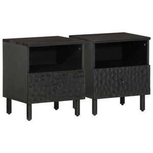 vidaXL Bedside Cabinets 2 pcs Black 40x33x46 cm Solid Wood Mango