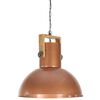 vidaXL Industrial Hanging Lamp 25 W Copper Round Mango Wood 52 cm E27