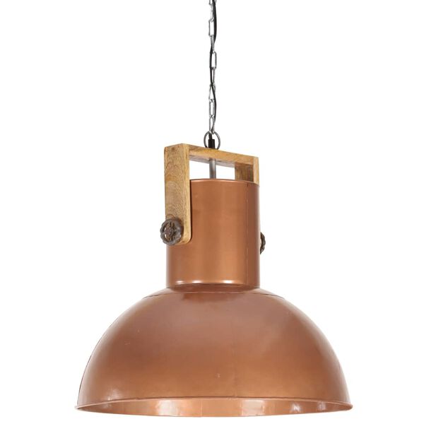 vidaXL Industrial Hanging Lamp 25 W Copper Round Mango Wood 52 cm E27