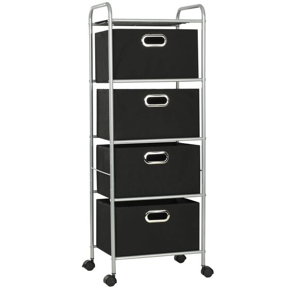 vidaXL Shelving Unit with 4 Storage Boxes Steel and Non-woven Fabric