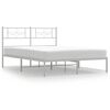 vidaXL Metal Bed Frame without Mattress with Headboard White 140x190cm