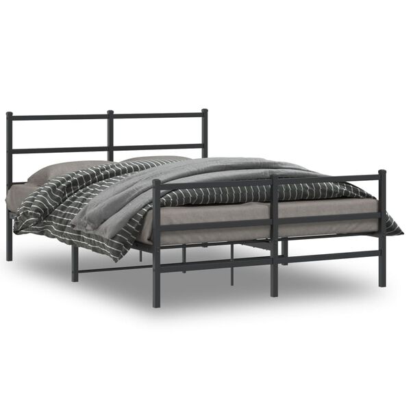 vidaXL Metal Bed Frame without Mattress with Footboard&nbsp;Black 140x200cm