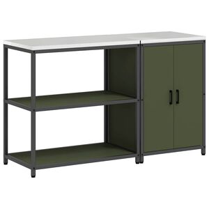 vidaXL Kitchen Storage Set 2 pcs Olive Green Cold-rolled Steel