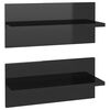 vidaXL Wall Shelf | Set of 2 | High gloss black | Engineered wood | Medium