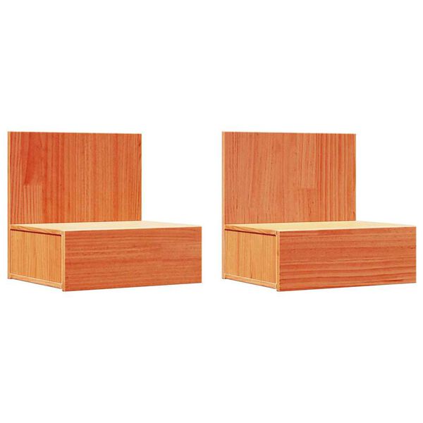 vidaXL Bedside Table 2 pcs Wax Brown 42 x 32.5 x 40 cm Solid pine wood