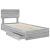 vidaXL Storage Bed with Drawer Grey Sonoma 75 x 190 cm Engineered Wood