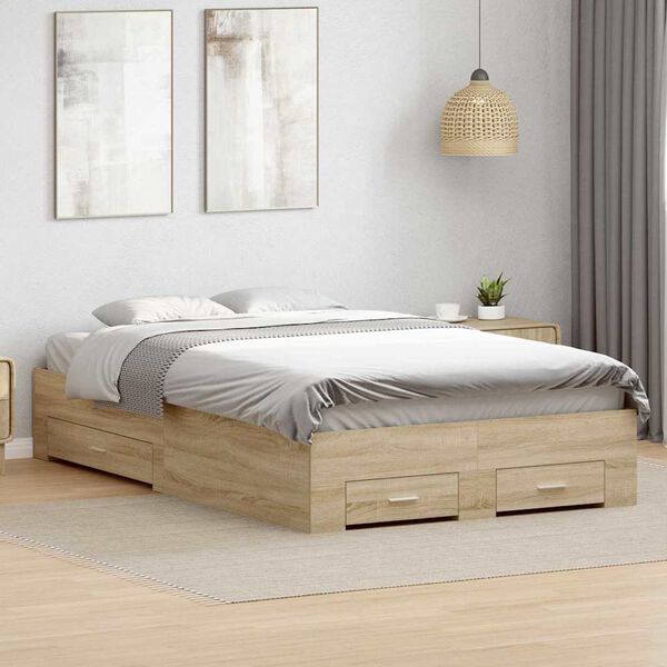 vidaXL Bed Frame Brown 120 x 200 cm Engineered wood