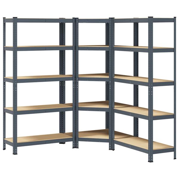 vidaXL 3 Piece 5-Layer Shelves Set Anthracite Steel&Engineered Wood