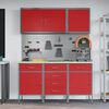 vidaXL Work Bench with Drawer 8 pcs Red 150 x 55 x 200 cm Steel