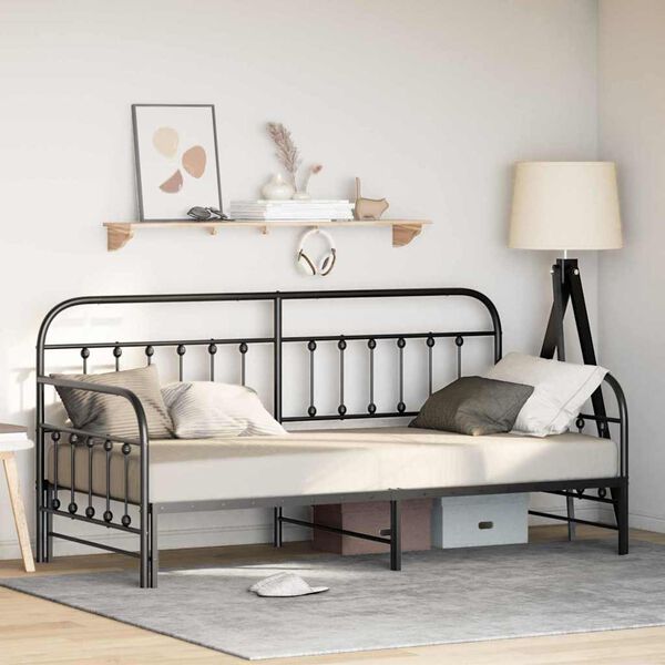 vidaXL Daybed Frame with Headboard Black 100 x 190 cm Steel