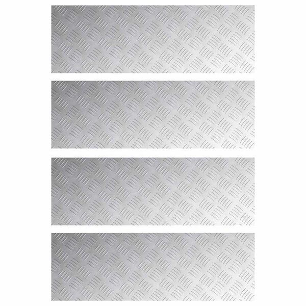 vidaXL Stair Tread Rectangular 4 pcs Silver 90 x 30 cm Aluminium