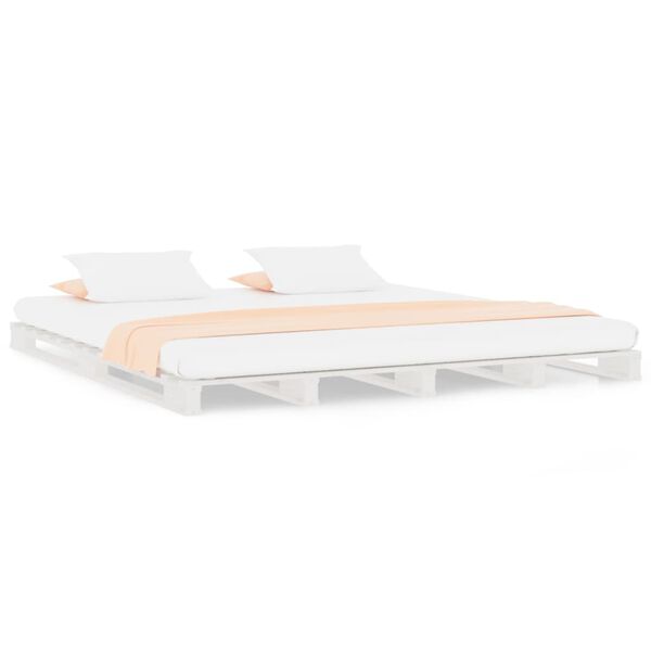 vidaXL Pallet Bed without Mattress White Small Double Solid Wood