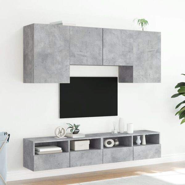 vidaXL 5 Piece TV Wall Units Concrete Grey Engineered Wood