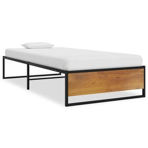 vidaXL Bed Frame without Mattress Black Metal 90x200 cm