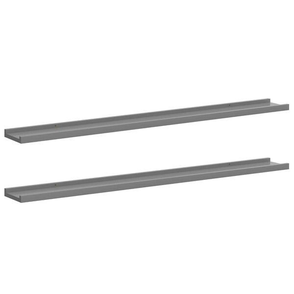 vidaXL Wall Shelves 2 pcs Grey 100x9x3 cm