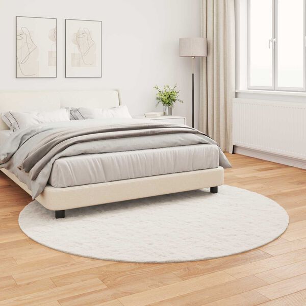 vidaXL Faux Rabbit Fur Rug Olite Cream Ø 200 cm Polyester