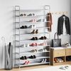 vidaXL Shoe Rack with 10 Shelves Metal and Non-woven Fabric Silver