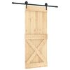 vidaXL Sliding Door Natural and Black 85 x 210 cm Solid Pine Wood