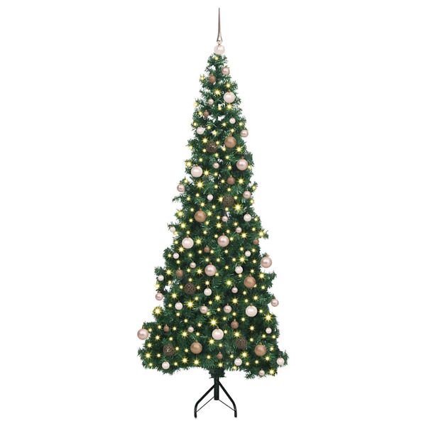 vidaXL Corner Artificial Christmas Tree Green 210 cm PVC and Metal