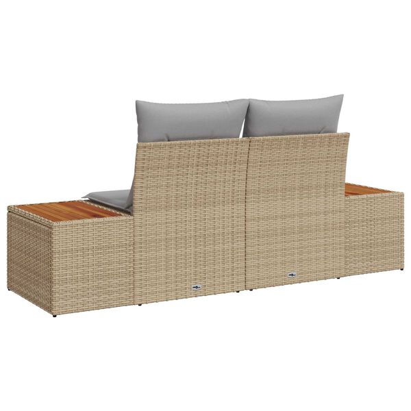 vidaXL Garden Sofa Beige 184 x 62 x 85cm Poly Rattan