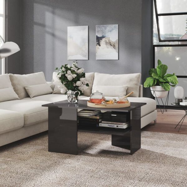 vidaXL Coffee Table High Gloss Grey 90x60x46.5 cm Engineered Wood