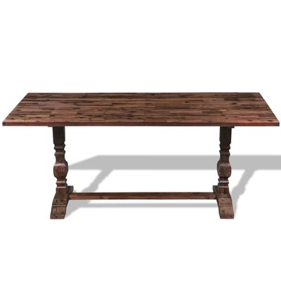 vidaXL Folding Double Pedestal Table Solid Acacia Wood 180x80x75 cm