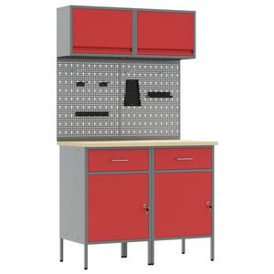 vidaXL Work Cabinet Set with Drawer with Shelf with Storage 6 pcs Red
