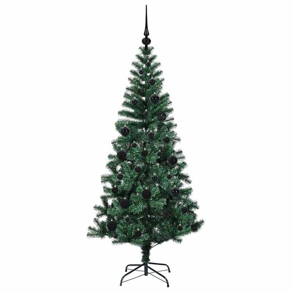 vidaXL Artificial Pre-lit Christmas Tree Green 150 cm PVC and Metal