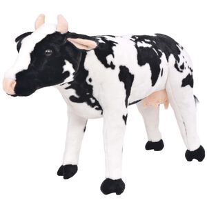 vidaXL Standing Plush Toy Cow Black and White XXL