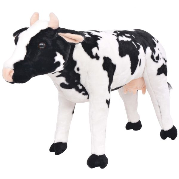 vidaXL Standing Plush Toy Cow Black and White XXL