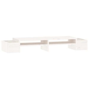 vidaXL Monitor Stand White 100x27,5x15 cm Solid Wood Pine