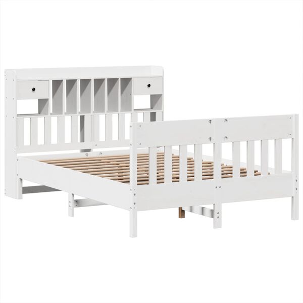 vidaXL Bed Frame without Mattress White 150x200 cm King Size Solid Wood Pine