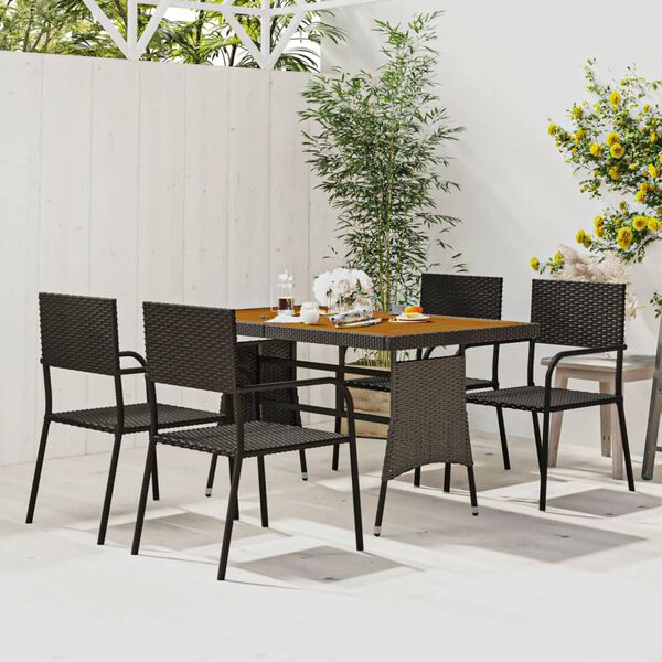 vidaXL 5 Piece Outdoor Dining Set Poly Rattan Black