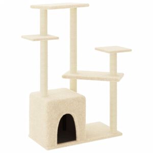 vidaXL Cat Tree with Sisal Scratching Posts Cream 107,5 cm