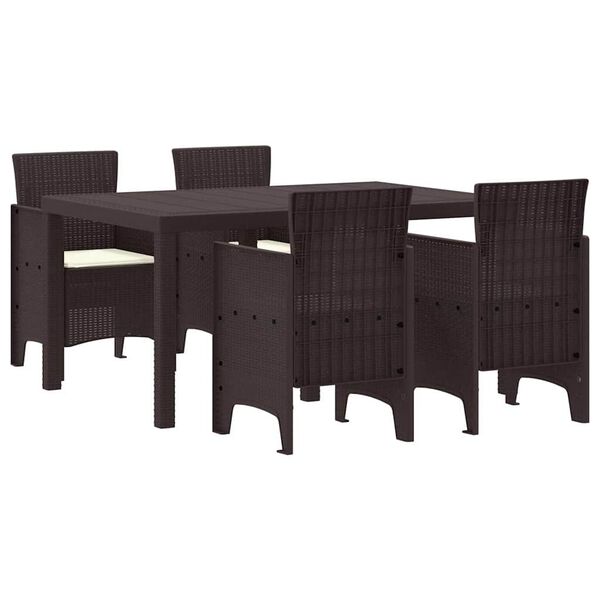 vidaXL Garden Dining Set 5 pcs Brown Polt rattan