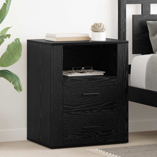 vidaXL Bedside Cabinet Black Oak 35 x 50 x 60 cm Engineered Wood