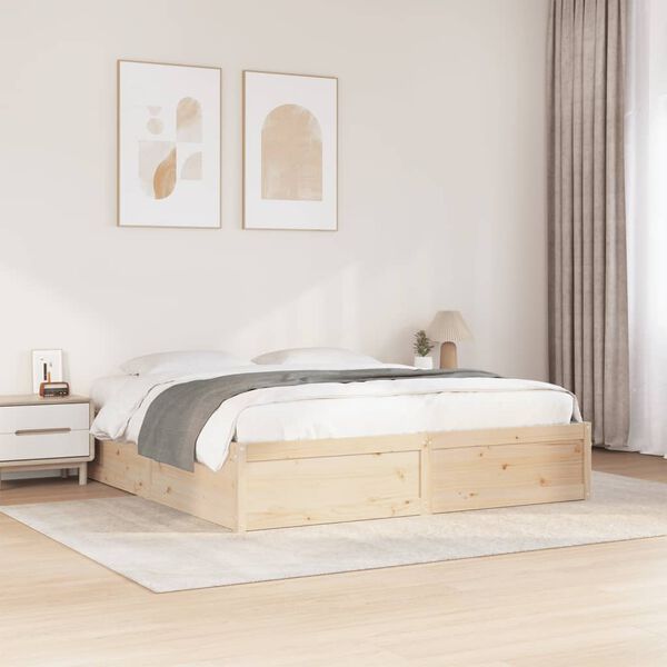 vidaXL Bed Frame without Mattress 180x200 cm Super King Solid Wood Pine