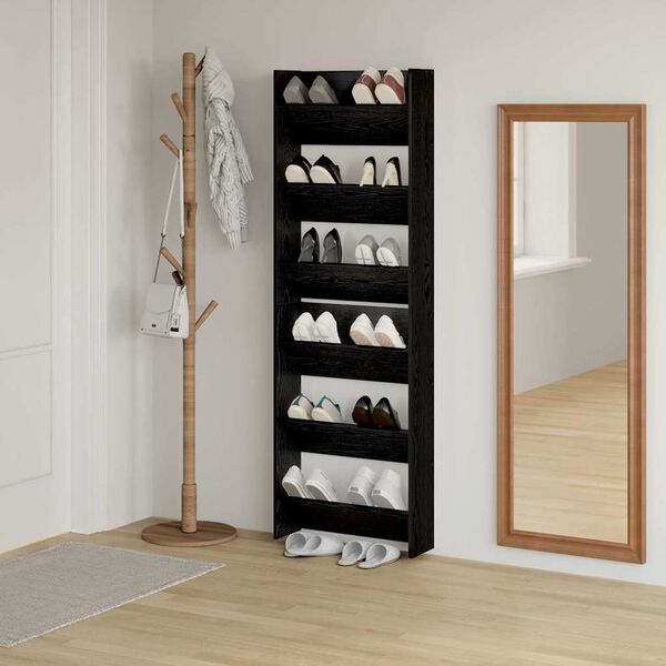 vidaXL Shoe Cabinet 2 pcs Black Oak 60 x 18 x 90 cm Engineered Wood