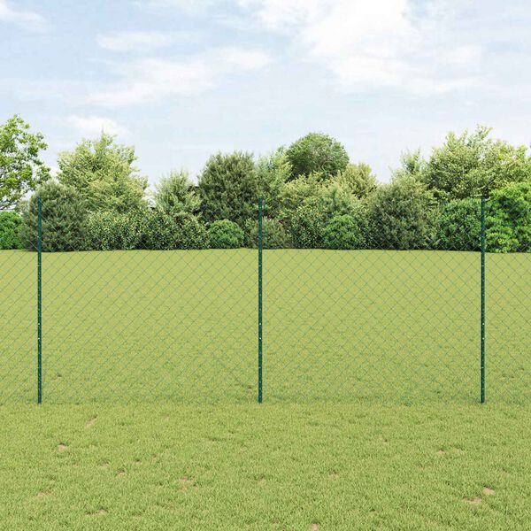 vidaXL Fence with Post Green 1.4 x 25 m Steel and PVC