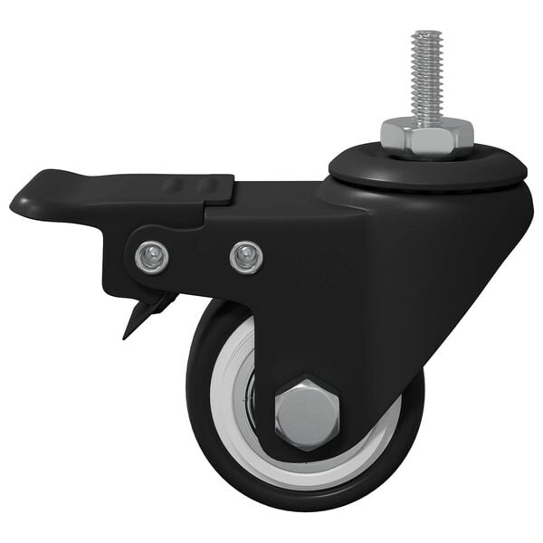 vidaXL Casters 2 pcs Black M6 x 1.5 mm Iron and Nylon